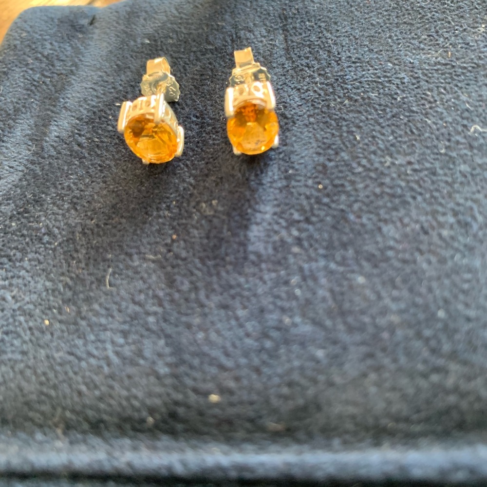 Sterling Silver & Citrine Stud Earrings